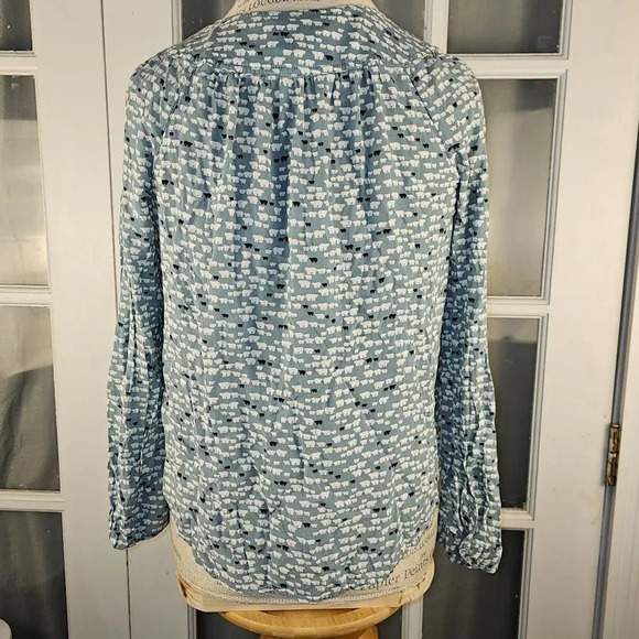 Conversations‎ Anthropologie Teal Bear Print Boho Top Blouse 4 Limited Edition - Picture 2 of 5